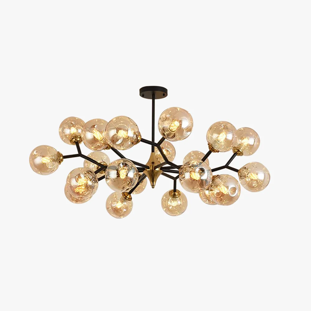Elegant Valentina Art Deco Glass Bubble Chandelier Amber Original Design