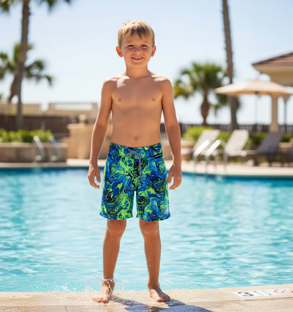 Dependable Body Glove Boys Swim Trunks 4-7 Blue Lime Carefully Designed