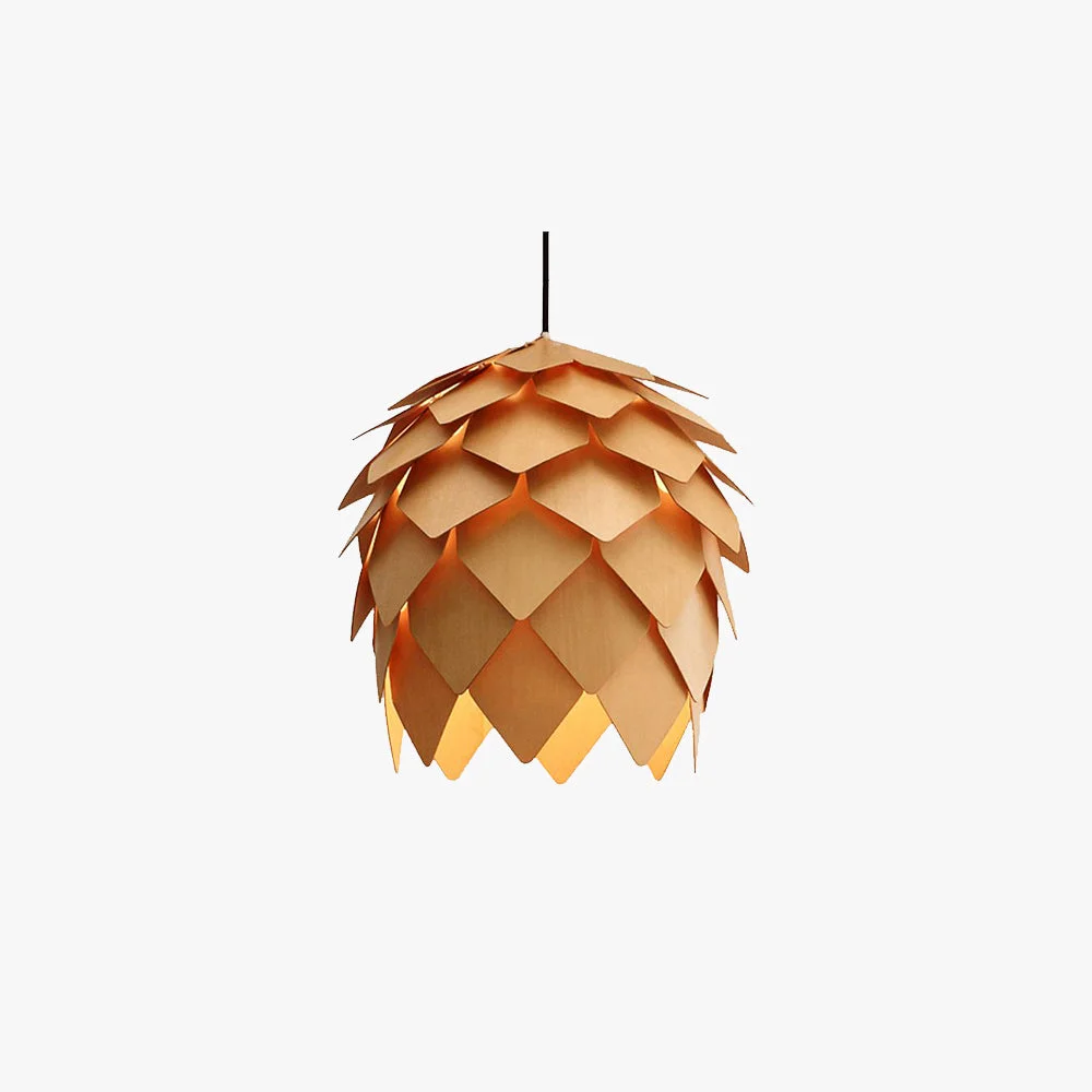 Recyclable Ozawa Designer Pinecone Shape Wood Pendant Light 10 16 19.5 23.5 Functional