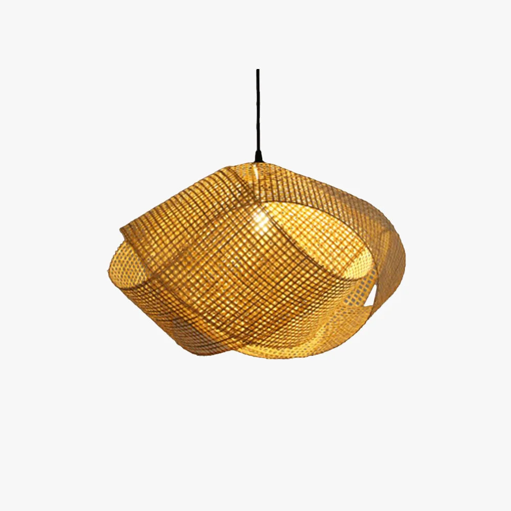 Exclusive Ritta Modern Twist Rattan Pendant Light Wood Living Room Breathable