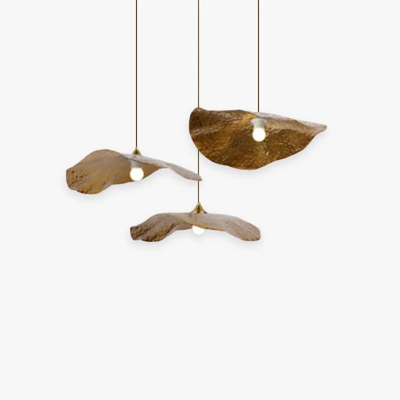 Elite Carins Natural Lotus Leaf Metal Pendant Light Gold Elegant