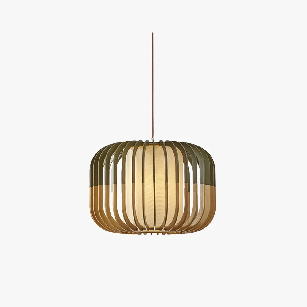 Soft Ozawa Modern Birdcage Wood Fabric Pendant Light Reusable