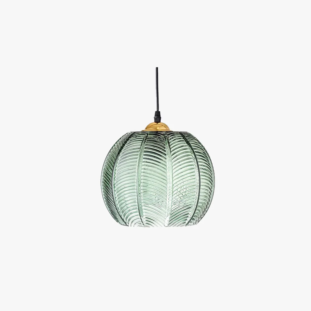 Recyclable Hailie Green Nordic Artistic Ribbed Glass Pendant Light Flexible
