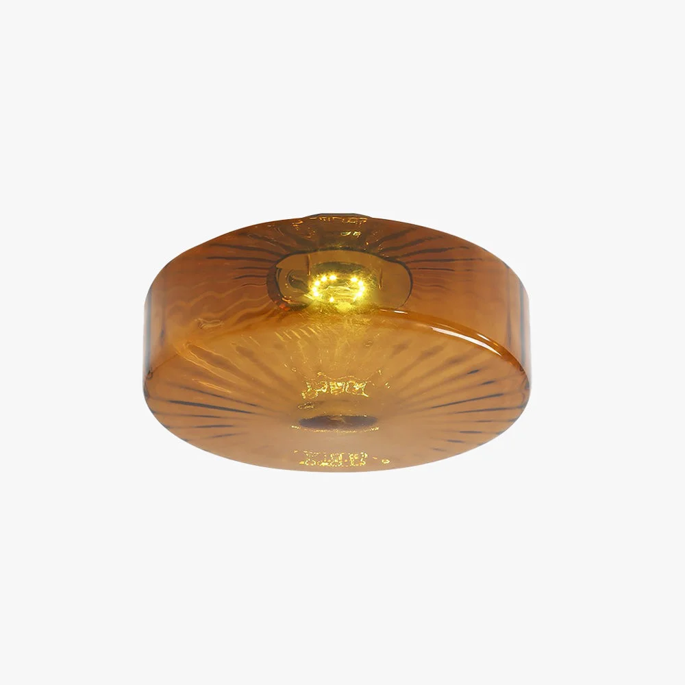 Authentic Hailie Modern Round Flush Mount Ceiling Light Brown Metal Glass Kitchen Living Room Flexible
