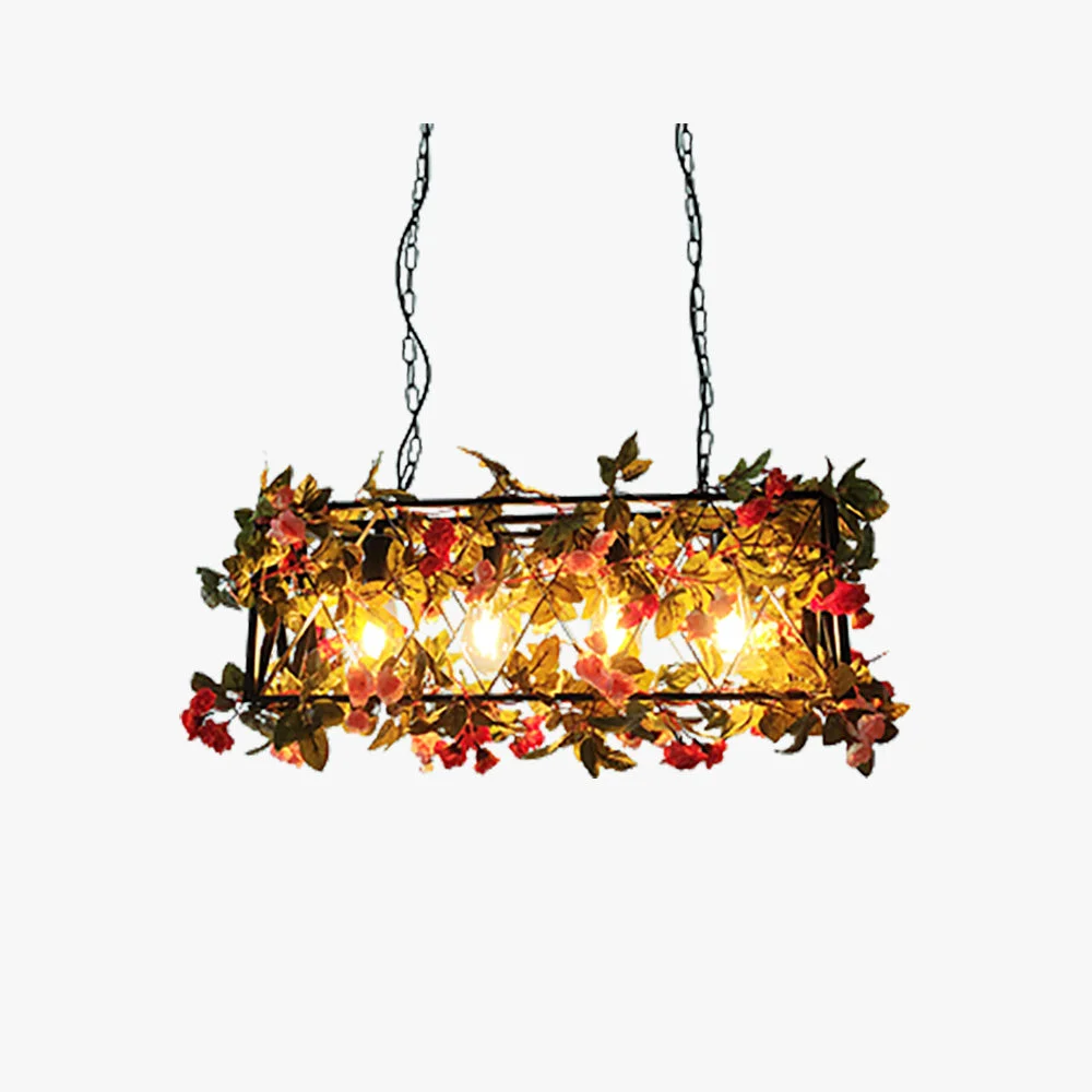 Specialty Nest Rustic Farmhouse Art Deco Plant Rectangle Pendant Light Durable