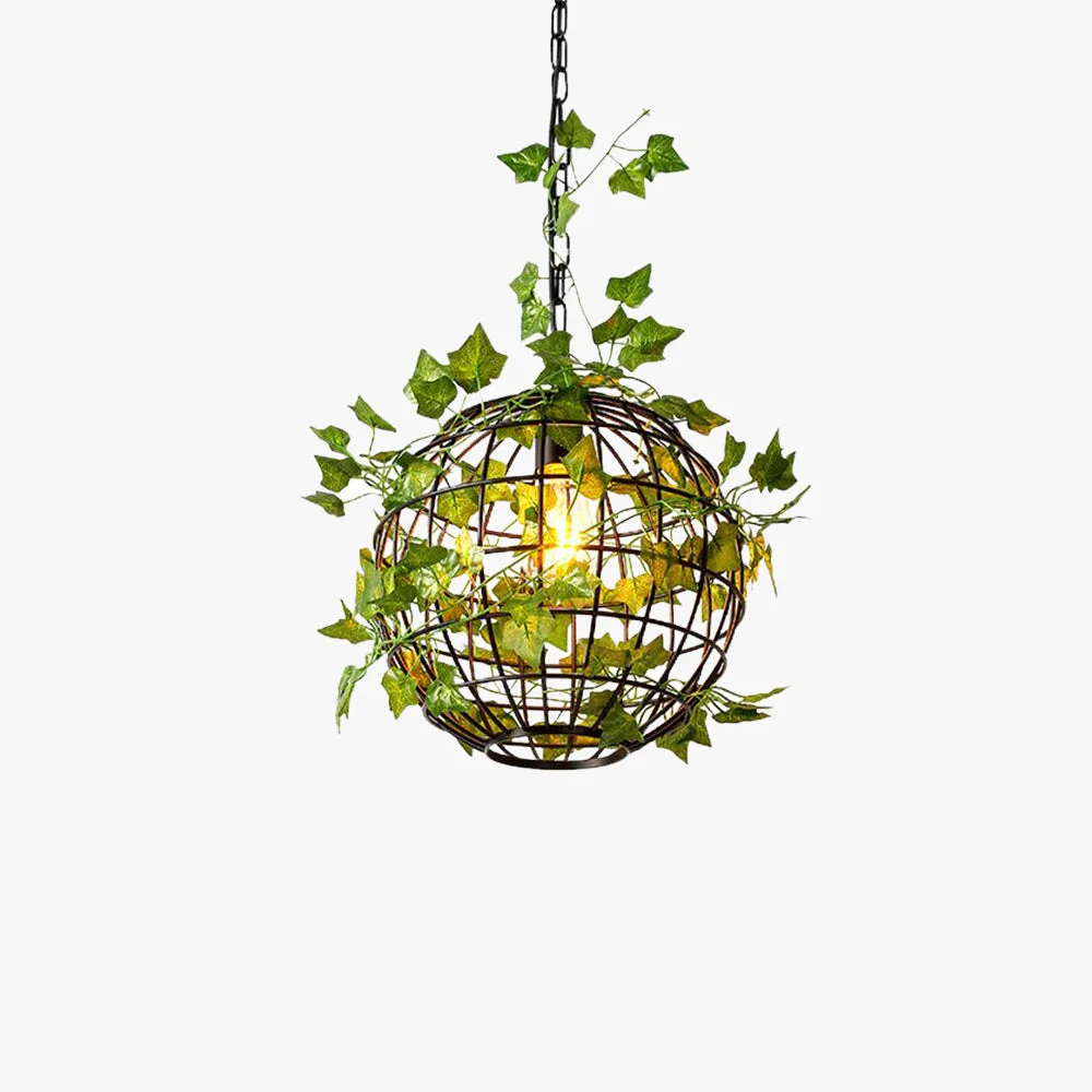 Solid Nest Rustic Plant Art Deco Globe Vine Pendant Light Green Dining Room Secure
