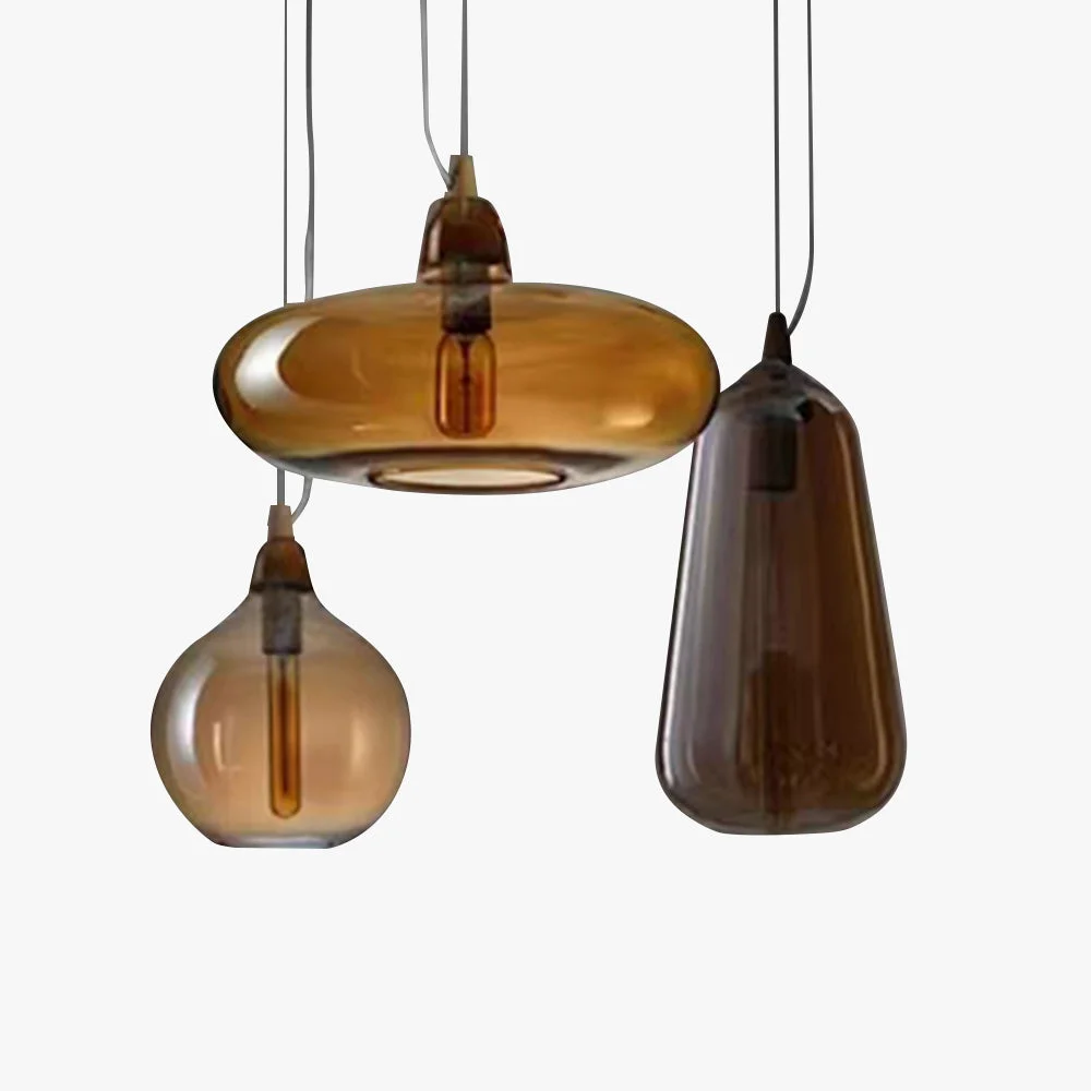 World-Class Hailie Modern Art Amber Pendant Light Glass Metal Bedroom Selected