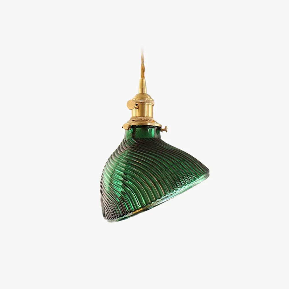 First-Class Hailie Retro LED Pendant Light Green Metal Glass Dining Room Elite