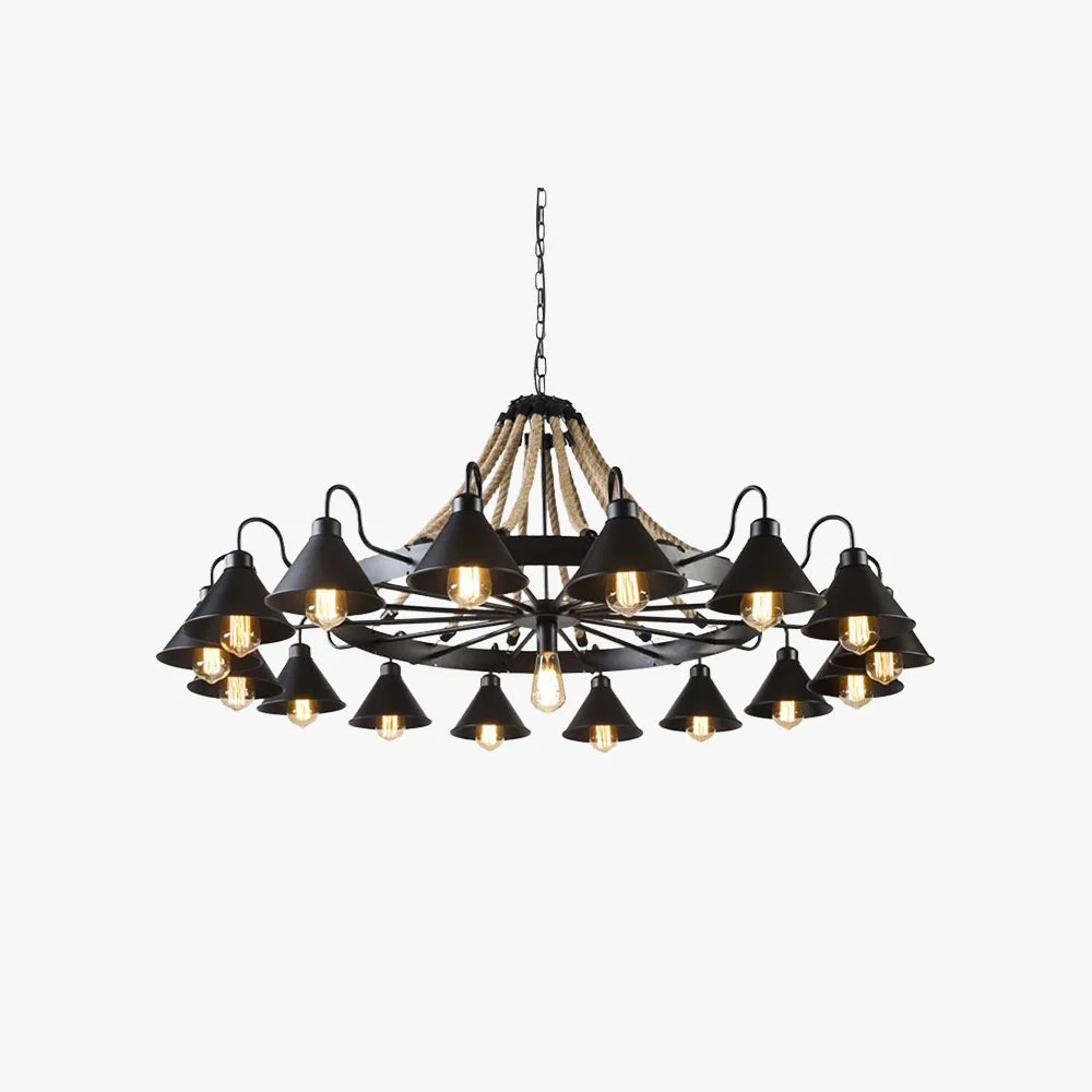 Innovative Alessio Vintage Industrial Rope Chandelier Metal Living Room Fine Crafted
