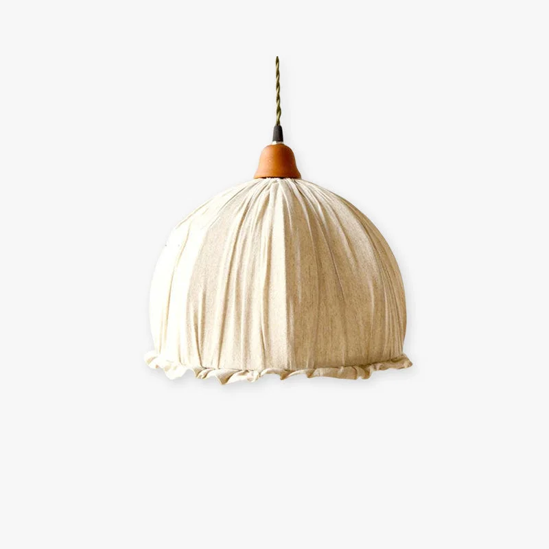 Certified Nordic Vintage LED Pendant Light Beige Fabric Living Room Solid