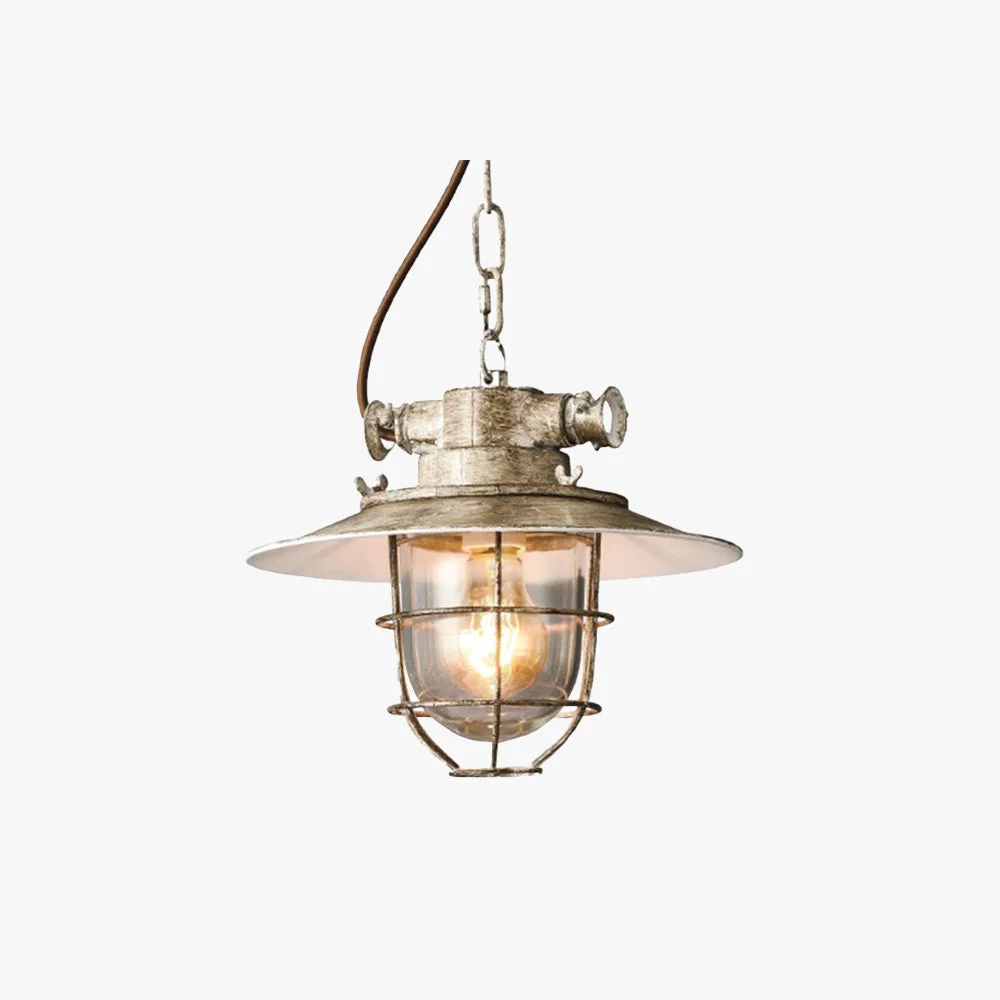 Solid Alessio Industrial Metal Glass Pendant Light White Blue Bedroom Eco-Friendly
