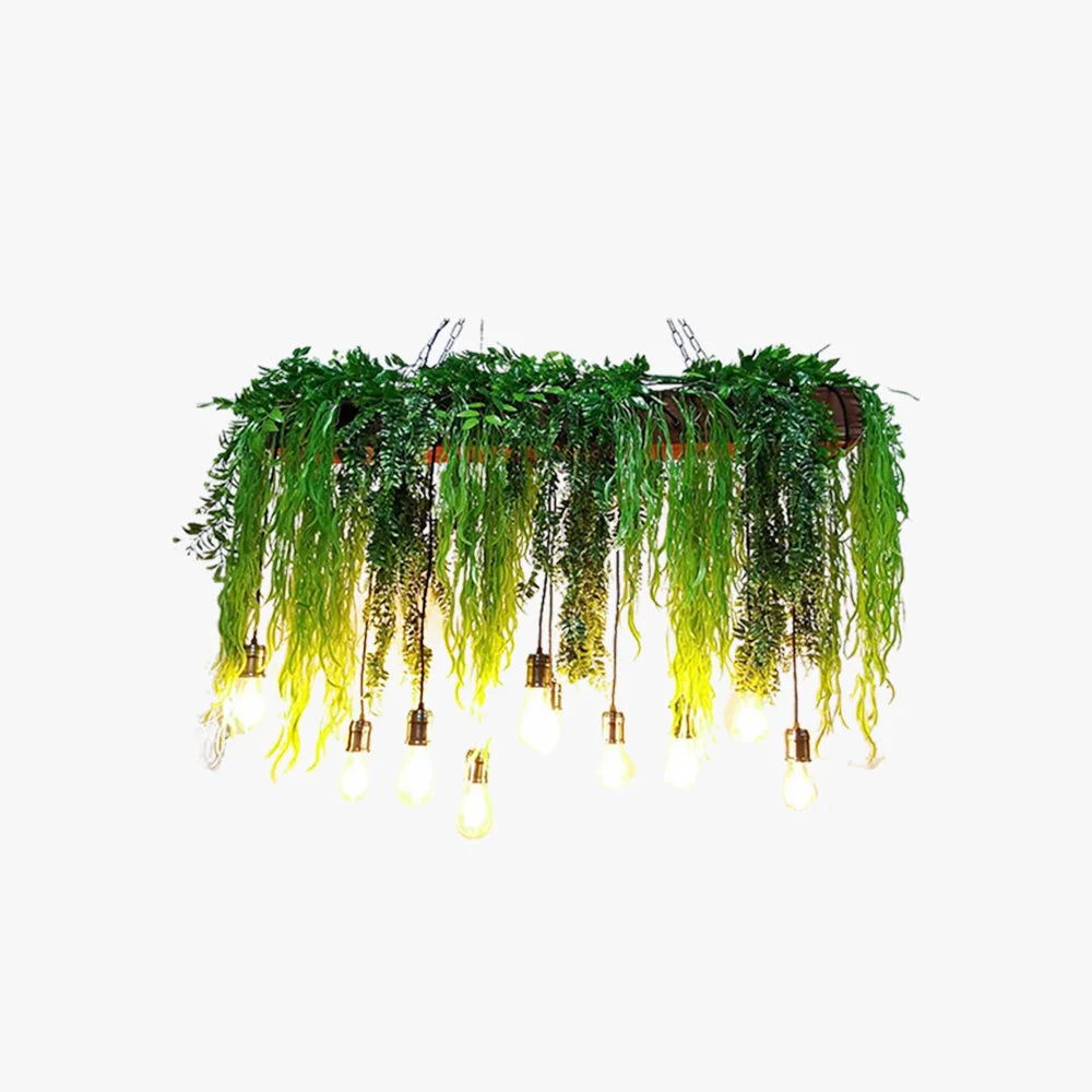 Trendy Nest Natural Decorative Rectangular Plant Metal Pendant Light Green Selected