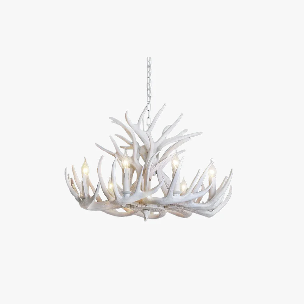 Exclusive Silva Rustic Antler Metal Resin Chandelier White Dining Room High-Grade