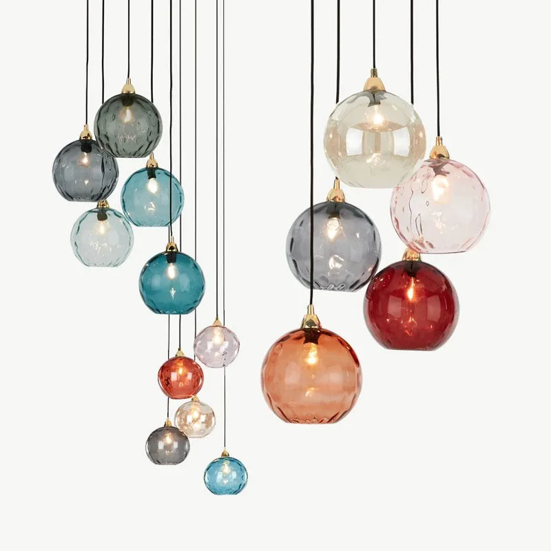 Fast Hailie Colorful Glass Ball Pendant Lights Water Ripple Comfortable