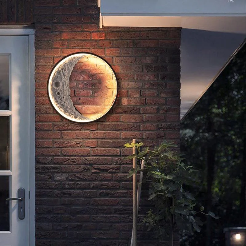 Premium Material Elif Outdoor Wall Lamp Moon Modern Led Black Courtyard Recyclable