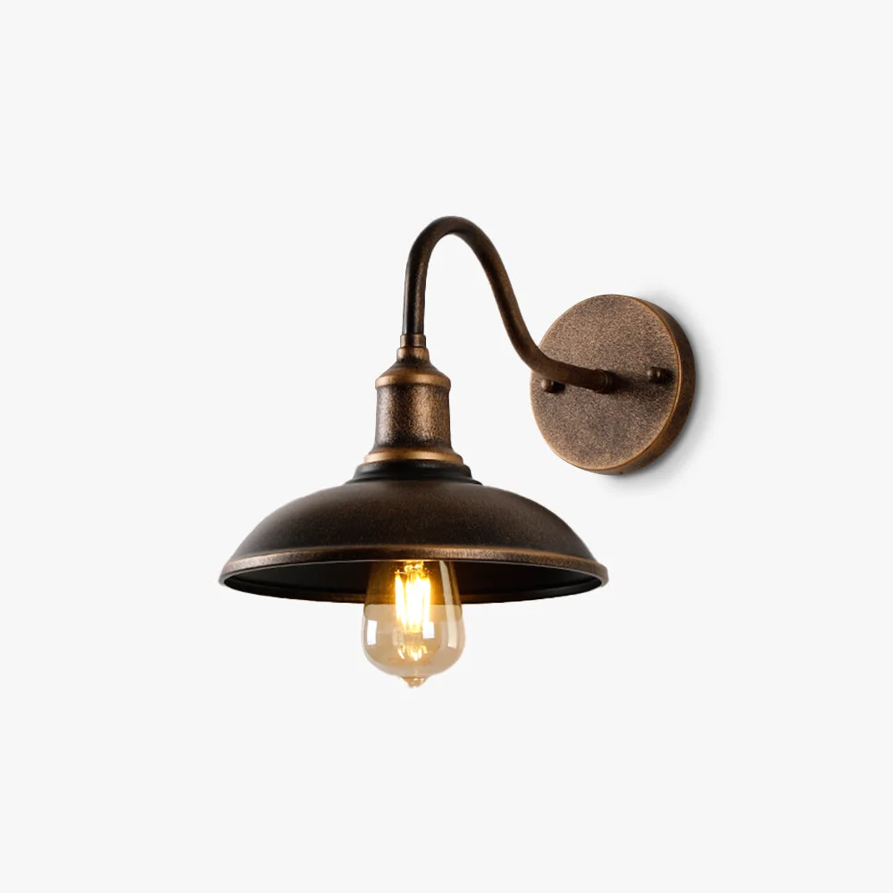 Pure Alessio Rustic Bowl Shaped Metal Outdoor Wall Lamp Antique Brass Fine Crafted