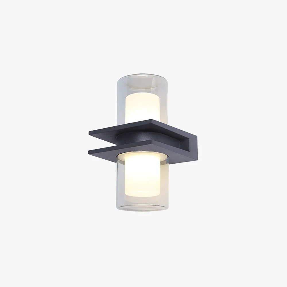 Enhanced Orr Modern Cylindrical Metal Outdoor Wall Lamp With 2 Heads Black Safe