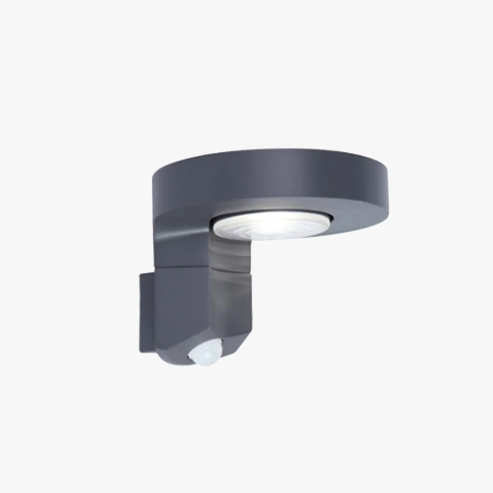 Recyclable Orr Modern Round Metal Acrylic Sensor Solar Waterproof Outdoor Wall Lamp Black Practical