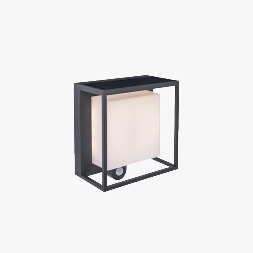Comfortable Orr Modern Rectangular Acrylic Sensor Solar Powered Outdoor Wall Lamp Black Smart