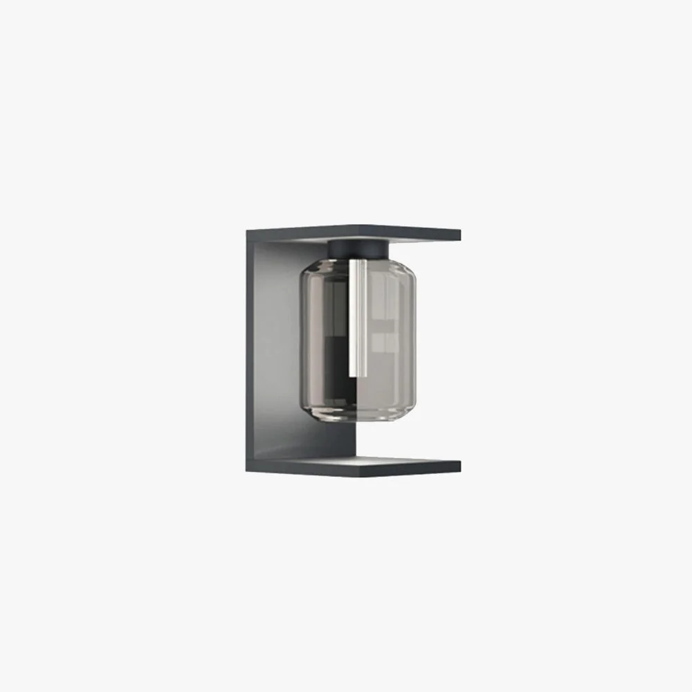 Premium Material Orr Modern Rectangular Metal Glass Lantern Solar Outdoor Waterproof Wall Lamp，Black Gray Innovative