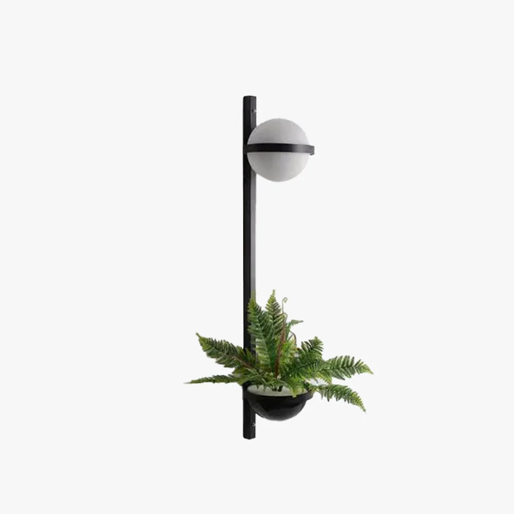 Lightweight Valentina Modern Globe Metal Acrylic Solar Outdoor Wall Lamp Plant Pot Black White Durable