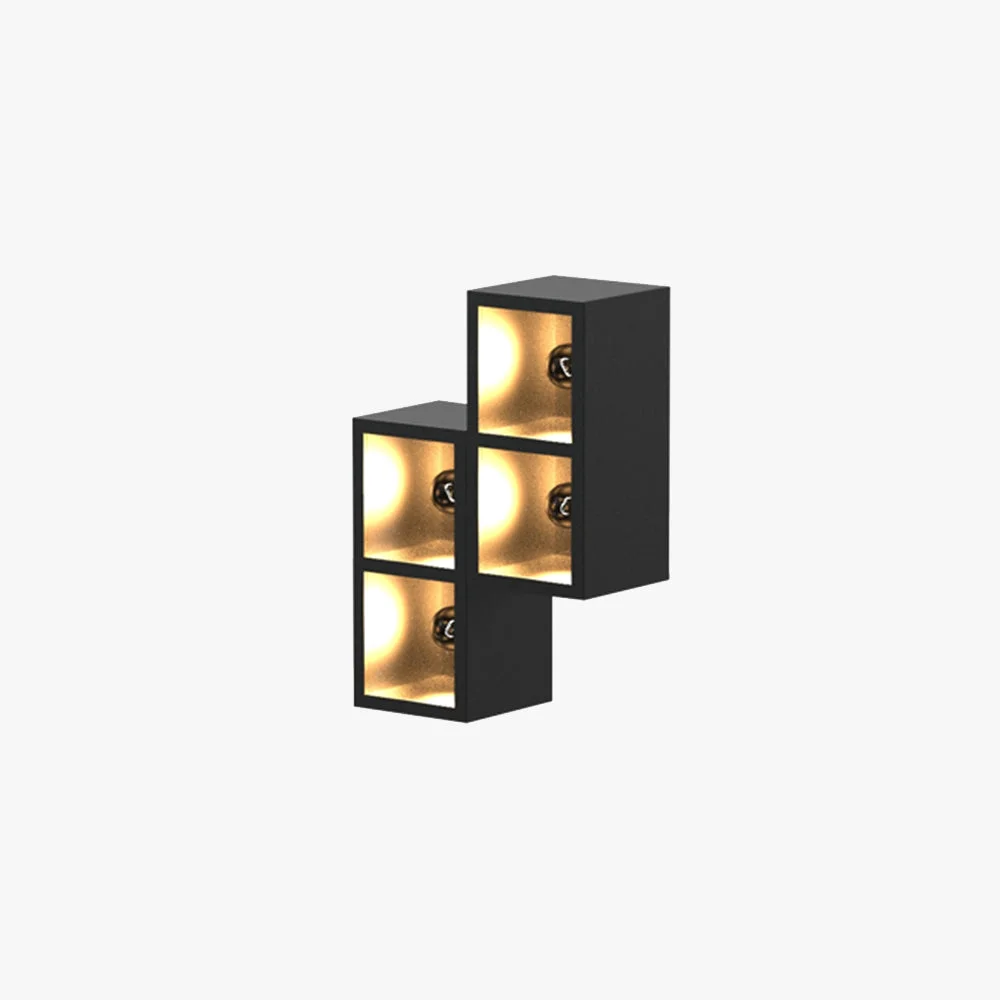 Official Orr Modern Cube Square Metal Glass Outdoor Wall Lamp Black Elegant