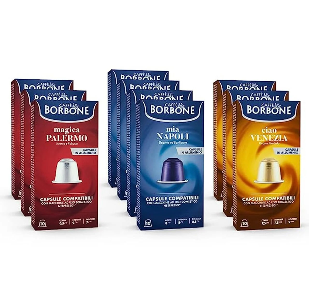 Environmentally Friendly Caffè Borbone Variety Pack Aluminum Capsules Compatible with Nespresso Machines Medium Roast 90 Count High-Performance