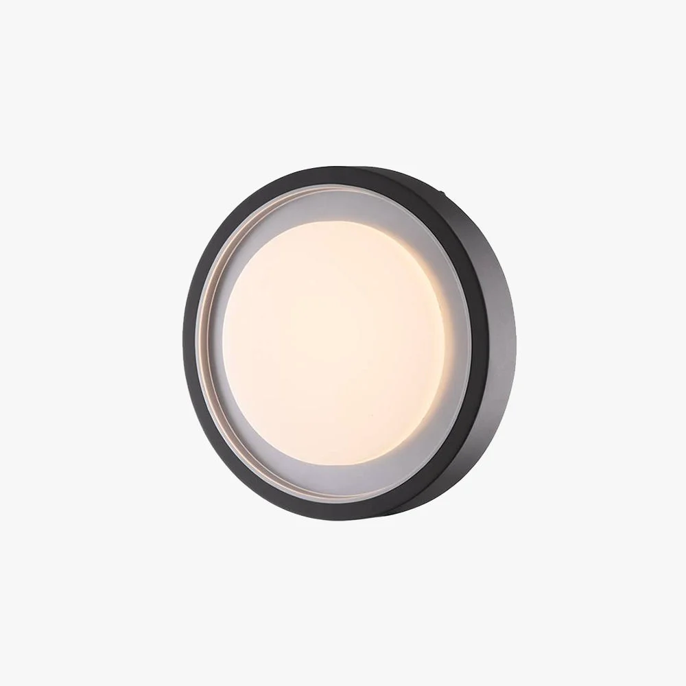 Innovative Orr Modern Circular Disc Shape Metal Outdoor Wall Lamp Black Detailed