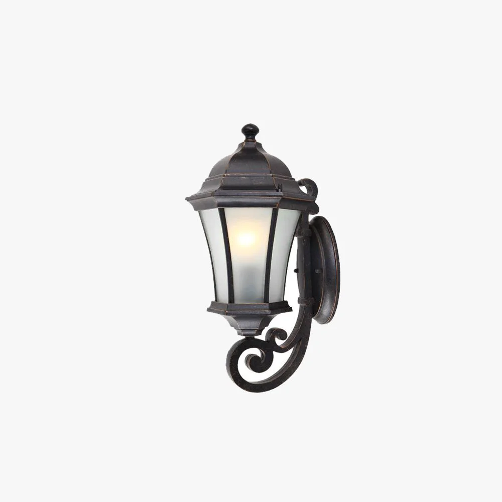 Green Alessio Vintage Lantern Metal Glass Outdoor Wall Lamp Black Trendy