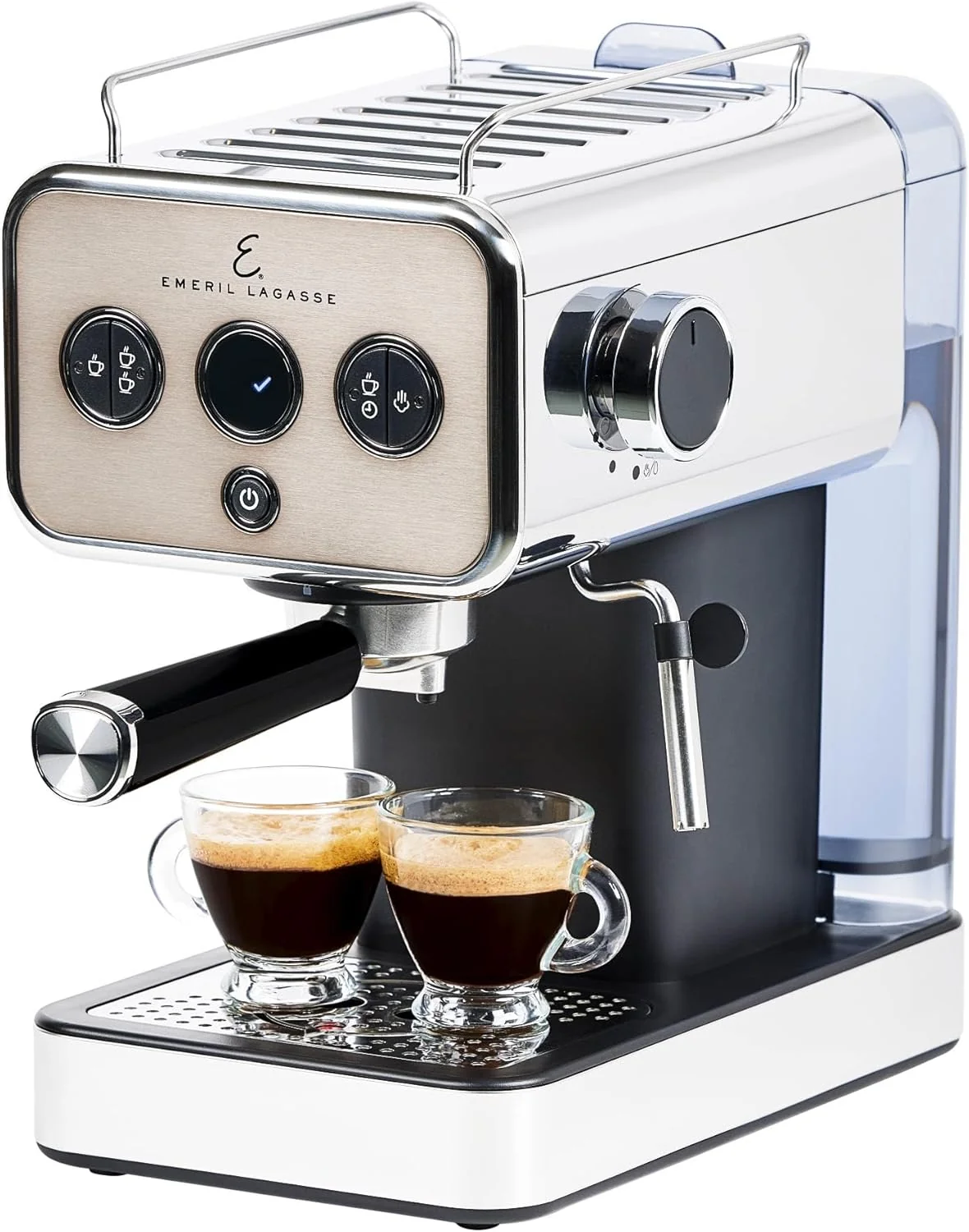 Trendy Emeril Lagasse Semi-Automatic 15-Bar Pro Espresso Machine with Milk Frother Steam Wand Stainless Steel Finish Double Shot Efficient