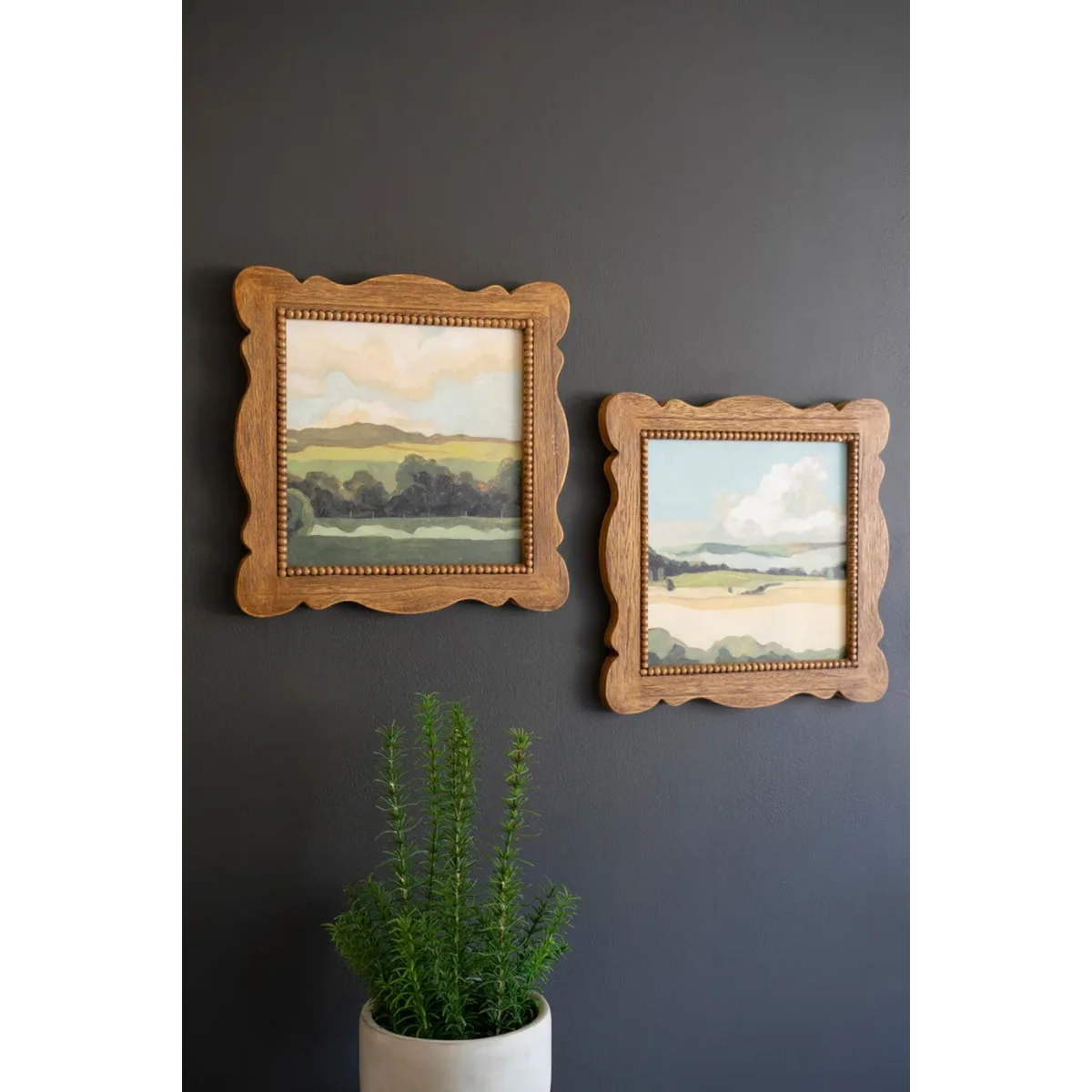 Selected Natural Wood Framed Landscape Acrylic Painting Solid