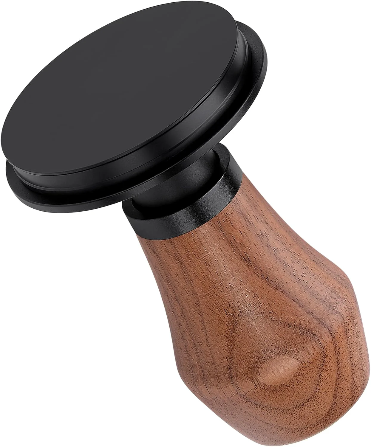 Solid Normcore Espresso Tamper 51mm V4.1 Spring Loaded Coffee Tamper with Click Feedback Titanium PVD Flat Base Walnut Handle Silicone Stand Excellent
