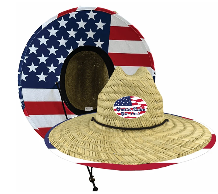 Expertly Made Smith Lake USA American Flag Straw Lifeguard Hat Selected