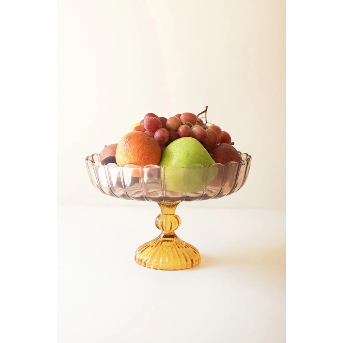 Efficient Multi Colored Scalloped Glass Compote Clean