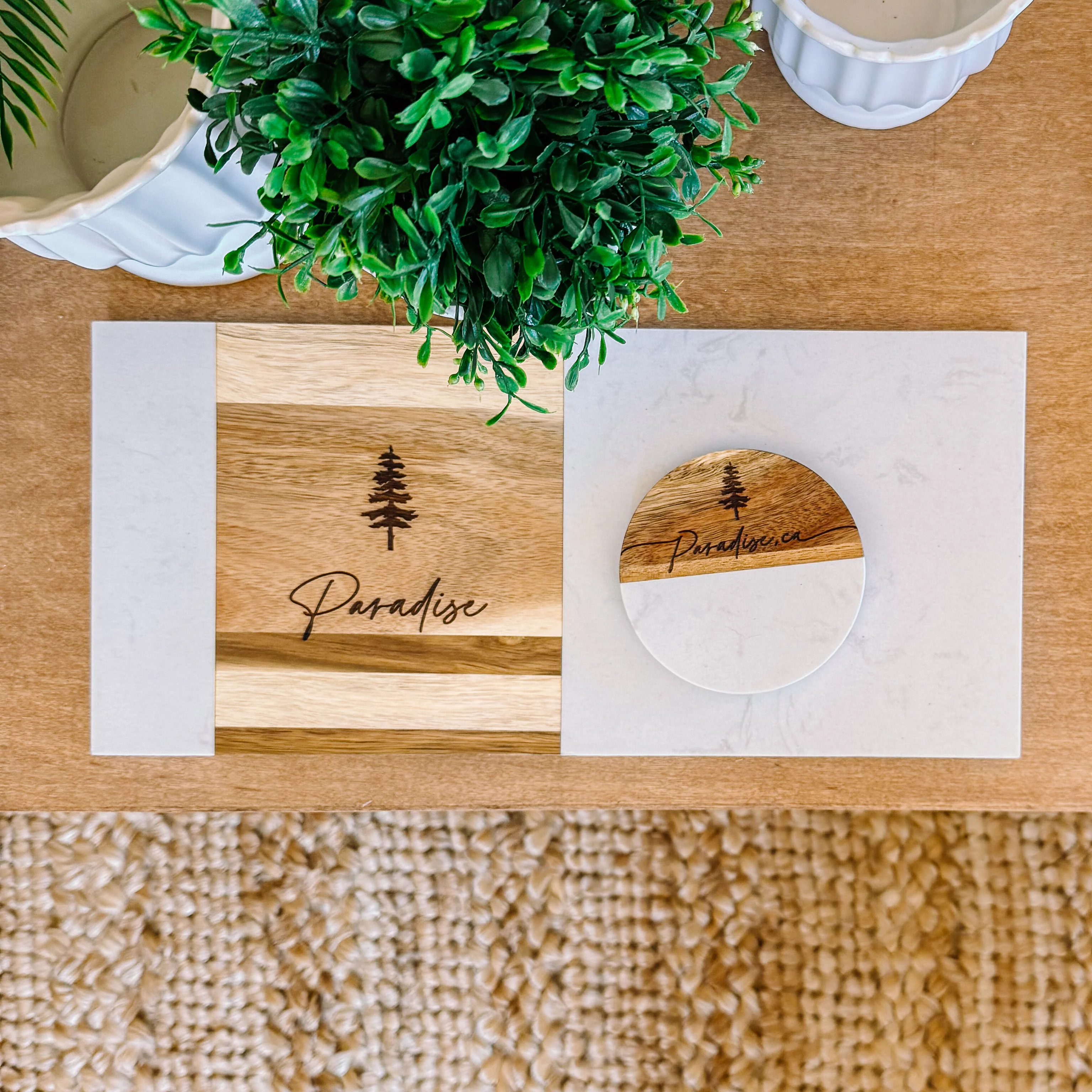Contemporary Circle Marble Acacia Destination Coasters Reliable