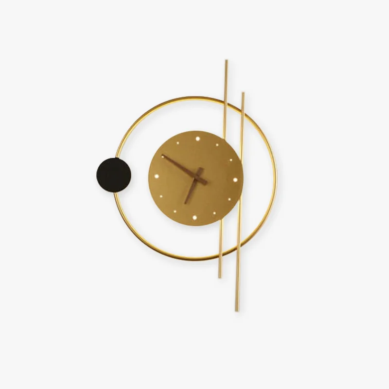 Elite Nielsen Wall Lamp Clock Black Gold Iron Acrylic Contemporary