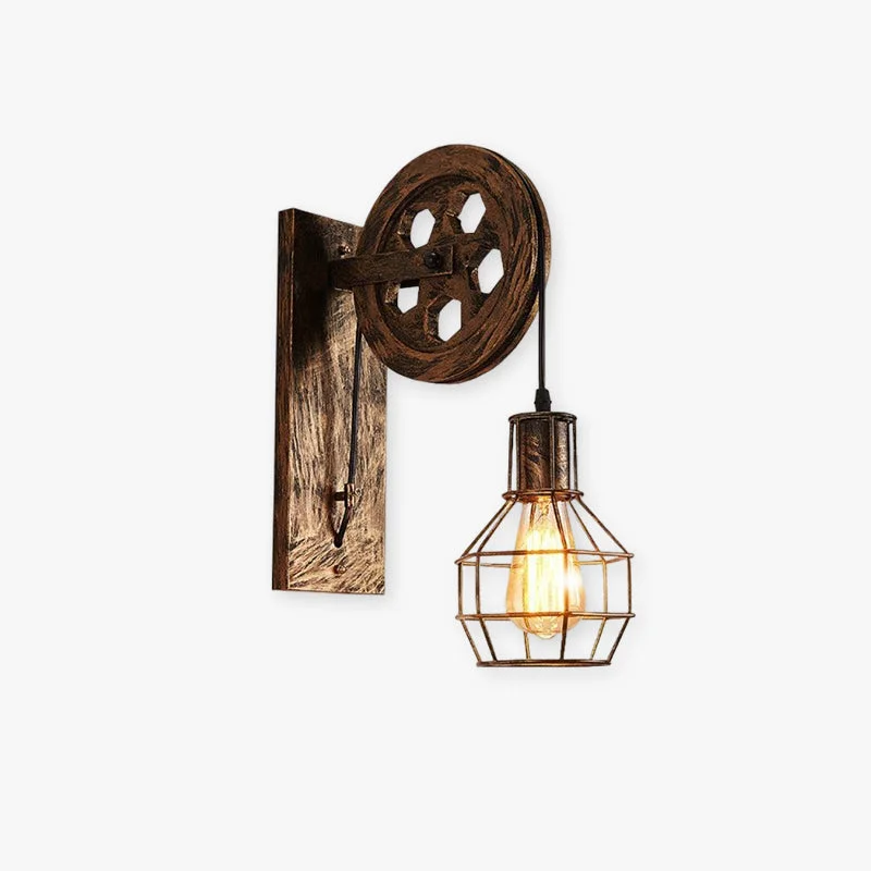 Solid Alessio Wall Lamp Retro Metal Rust Bronze Black Bedroom Elite