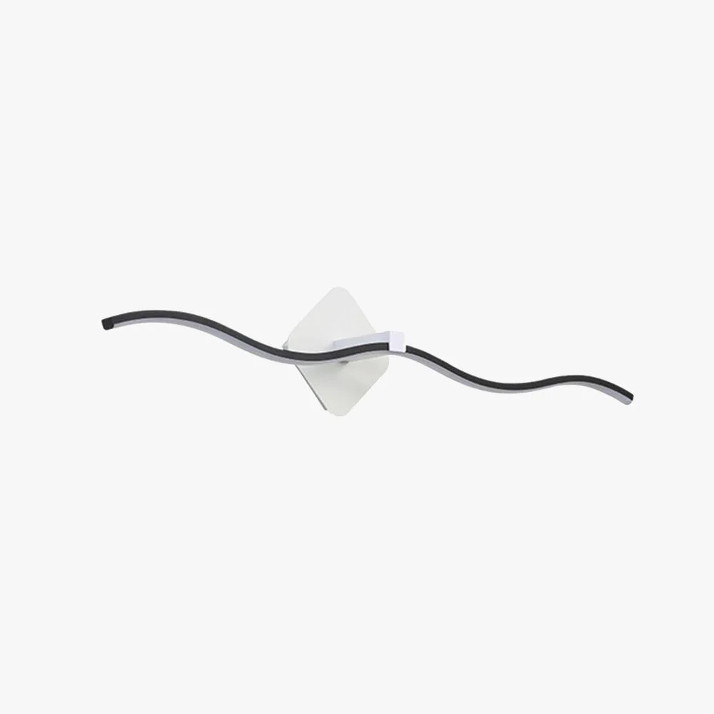 Specialty Minimalist Wave Linear Metal Wall Lamp Black White Detailed