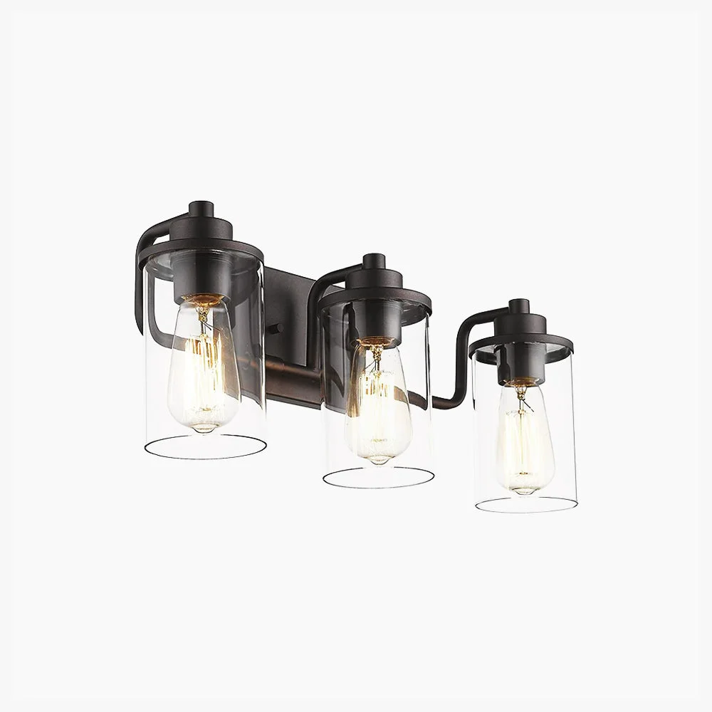 Expertly Made Alessio Industrial Metal Glass Wall Lamp Black Bathroom Vanity Contemporary