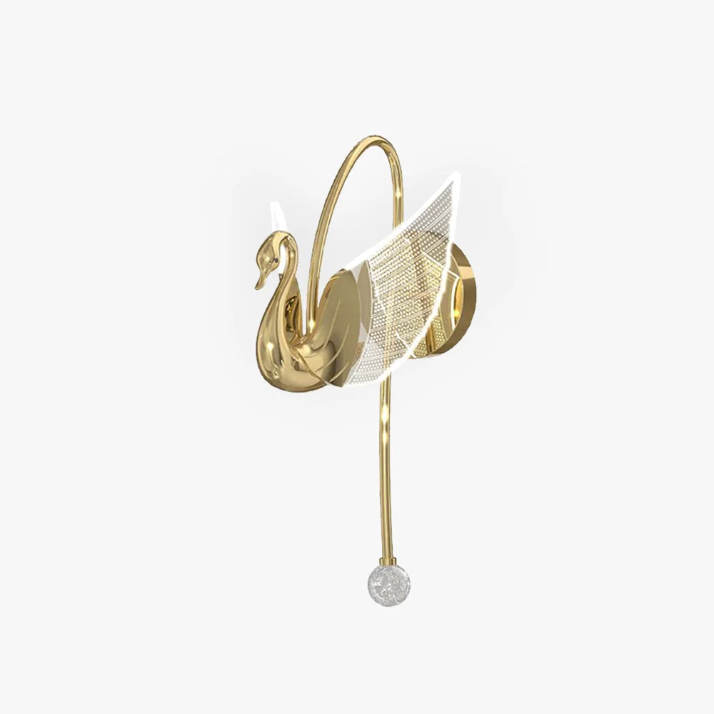 Efficient Kady Art Deco Swan Acrylic Metal Wall Lamp Gold Rose Gold World-Class