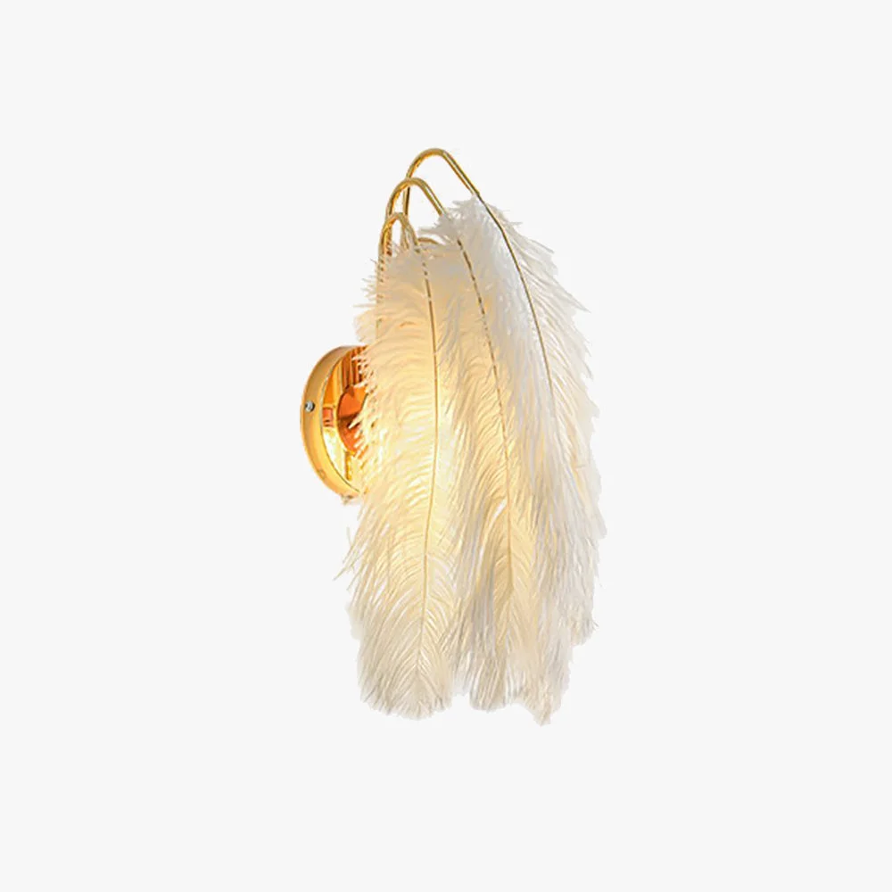 Elite O’Moore Wall Lamp Modern Art Deco Metal Feather Gold Bedroom Artisan