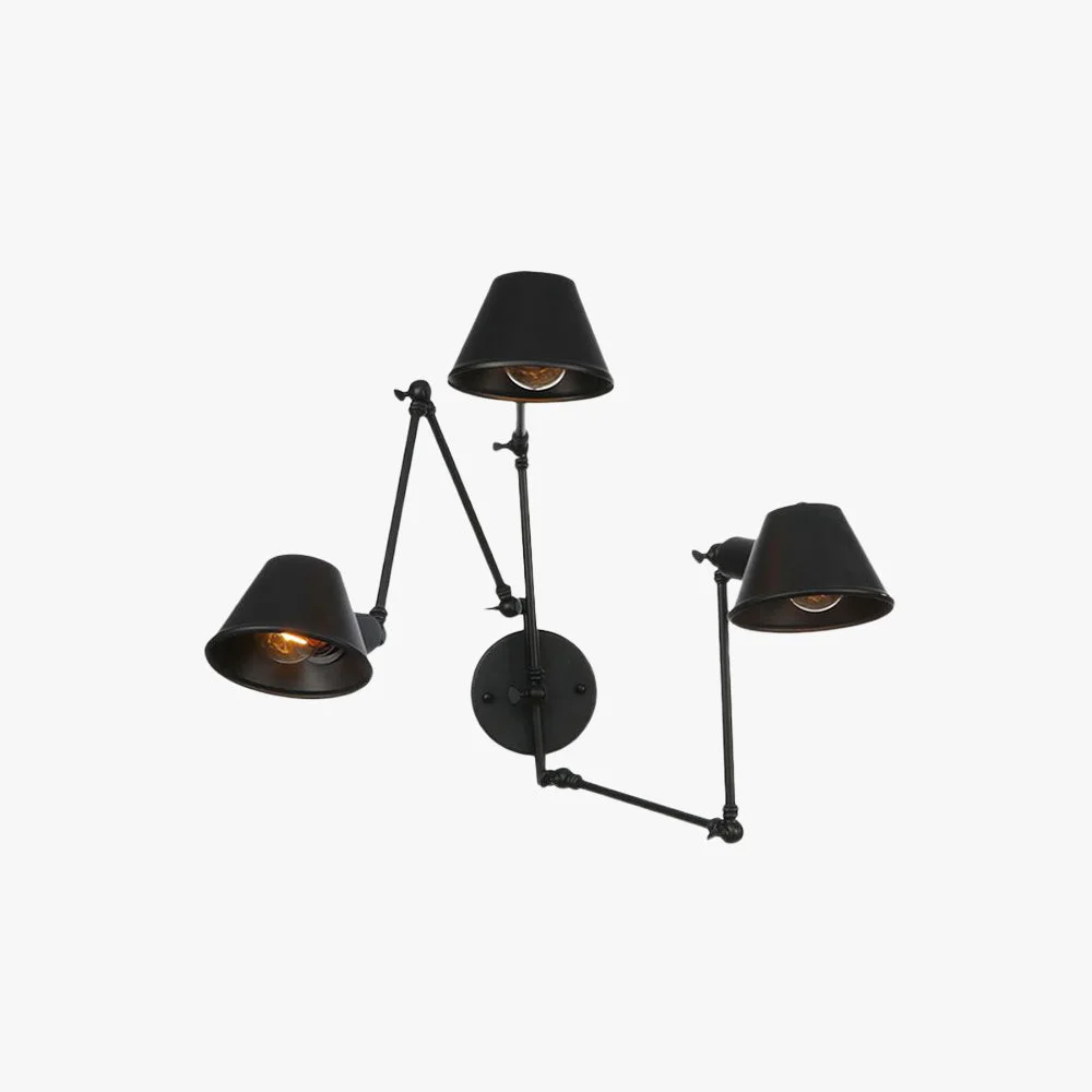 Premium Brady Vintage Adjustable Metal Wall Lamp Black Rust Bedroom Functional
