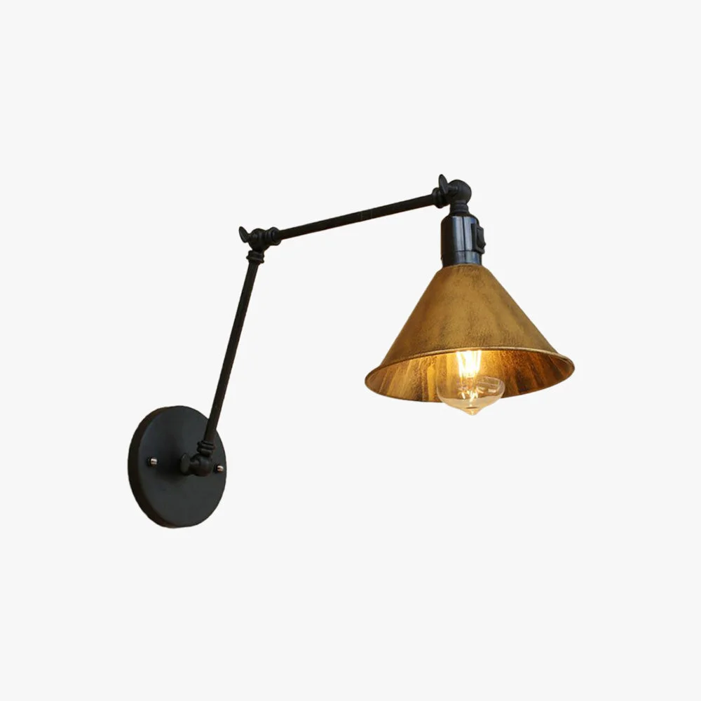 Traditional Brady Vintage Gold Adjustable Wall Lamp Metal Living Room Verified