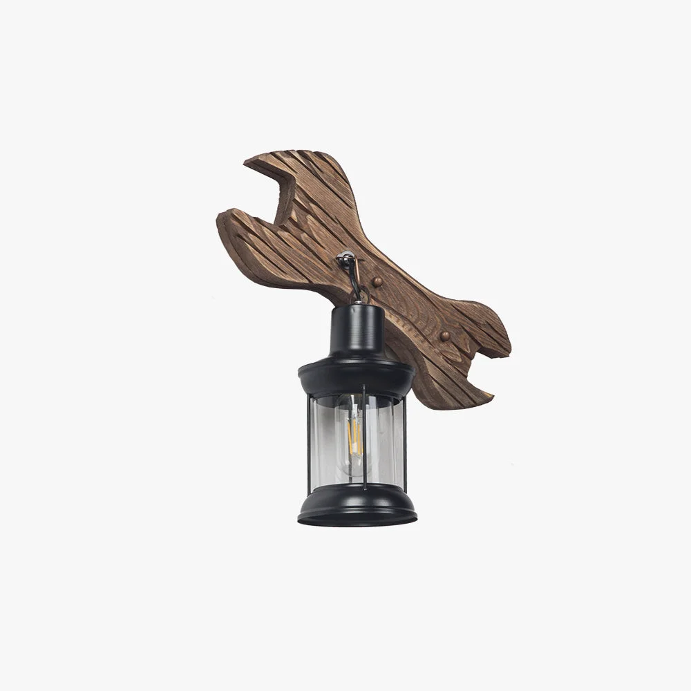 Elegant Austin Lantern Spanners Wall Lamp Wood Metal Bedroom Long-Lasting