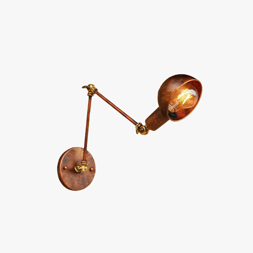 Powerful Brady Vintage Hemispheric Rust Adjustable Wall Lamp Brass Bedroom Safe
