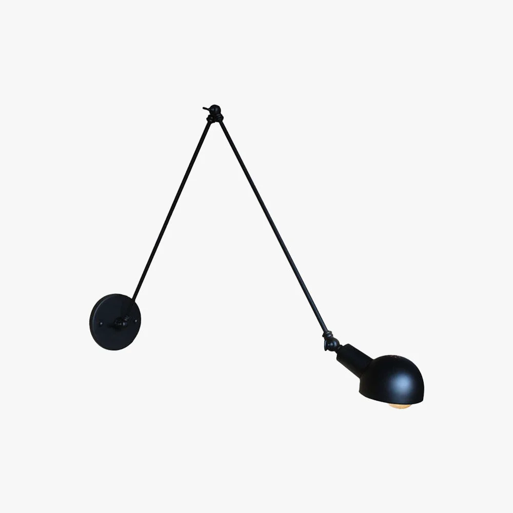 Luxury Brady Minimalist Adjustable Wall Lamp Metal Black Bedroom Recyclable