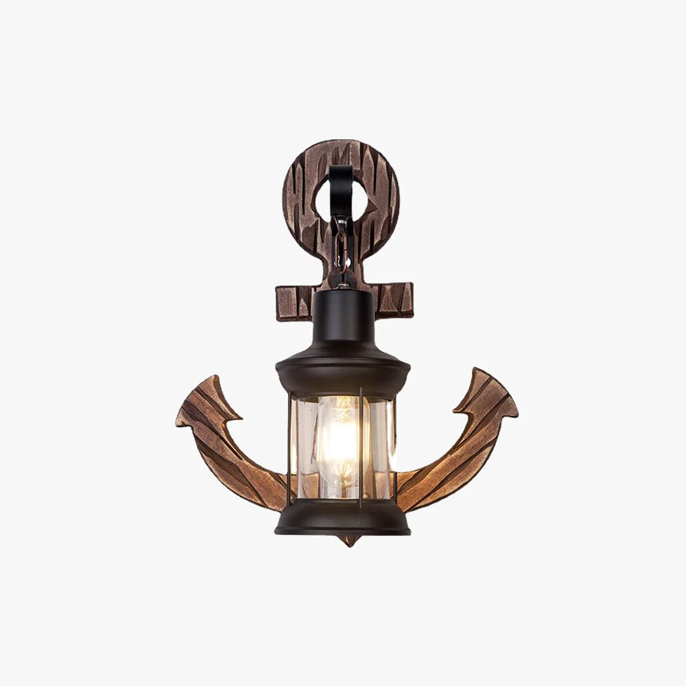First-Class Alessio Wall Lamp Vintage Anchor Black Wooden Living Room Next-Generation