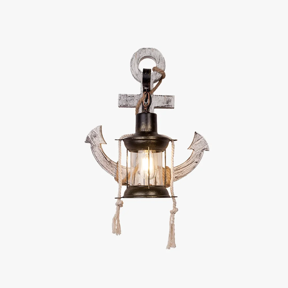 Trendy Austin Anchor Lantern Wall Lamp Vintage Antique Wood Bedroom Relaxed