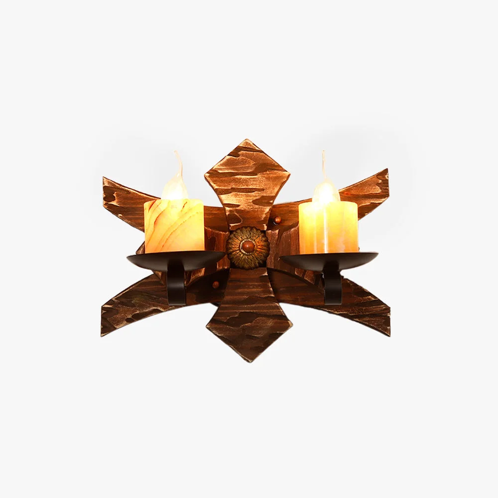 Proven Austin Wall Lamp Decorative Vintage Candle Double Light Wooden Bedroom Casual