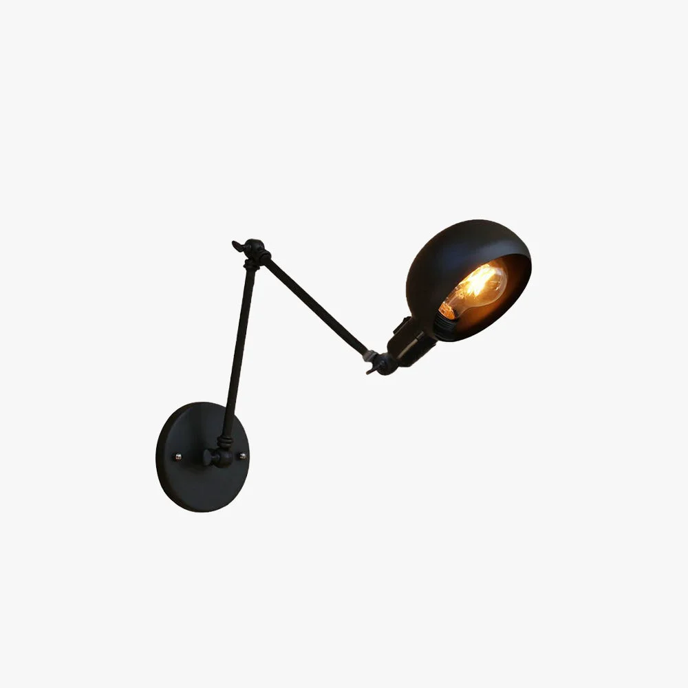 Proven Brady Wall Lamp Dome Metal Adjustable Black 2 Size Bedroom Detailed